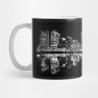 Boston MA Seaport in Black and White Mug